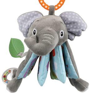 Baby Books 0-6 Months, Elephant Cloth Crinkle Book Plush Toy, Teether